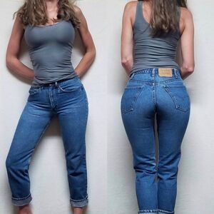 VINTAGE 80s Levi's 505 Orange Tab Wedgie Mom Jeans
